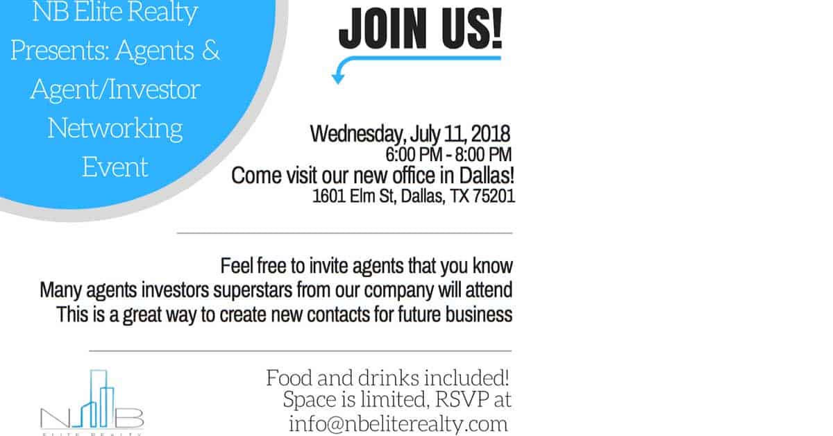 Join Us at Our Agent/Investor Networking Event