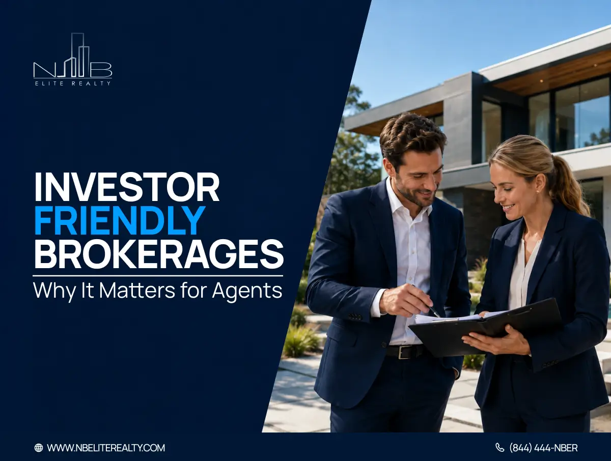 Real estate agent reviewing an investment property with an investor friendly brokerage