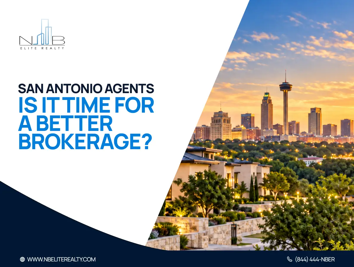 San Antonio skyline with NB Elite Realty cover asking experienced agents if it is time for a better brokerage.