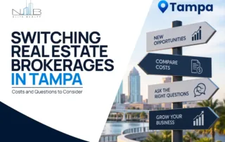 Switching real estate brokerages in Tampa: Real estate agent overlooking the Tampa skyline, exploring brokerage costs, support, and new career opportunities.